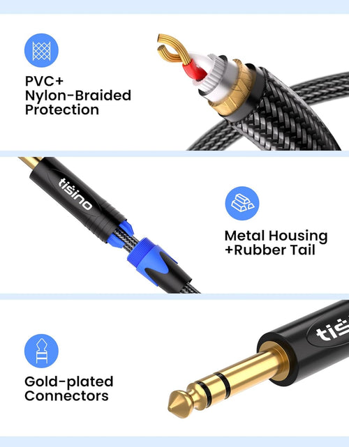 Load image into Gallery viewer, 1/4 Inch TRS Cable, Quarter Inch 1/4 TRS to TRS Balanced Stereo Audio Cable Male to Male Pro Interconnect Cable, Nylon Braid - 3 FT
