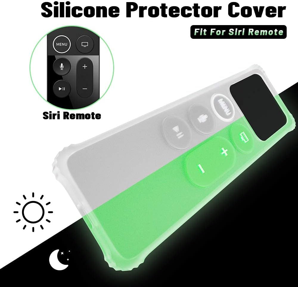 Protective Case Compatible for Apple TV 4K/4Th/Hd Siri Remote (1St Generation) - Lightweight [Anti Slip] Shock Proof Silicone Cover for Apple TV Siri Remote Controller (Green Glow in the Dark)