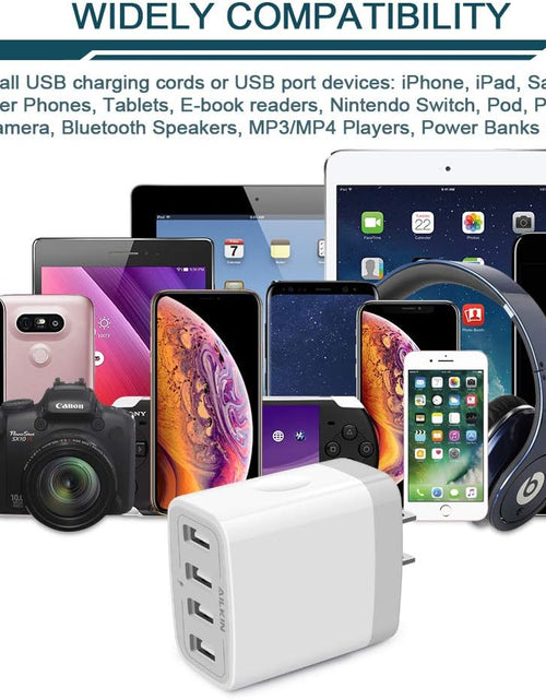 Load image into Gallery viewer, USB Charger Adapter, 2-Pack  4.8A 4-Muti Port Phone Wall Plug Fast Charging Block Box for Iphone 15 14 13 12 Pro Max 11 SE 10 XR XS X 8 7, Samsung Galaxy, Moto, LG, Pixel, Power Cube Base Brick
