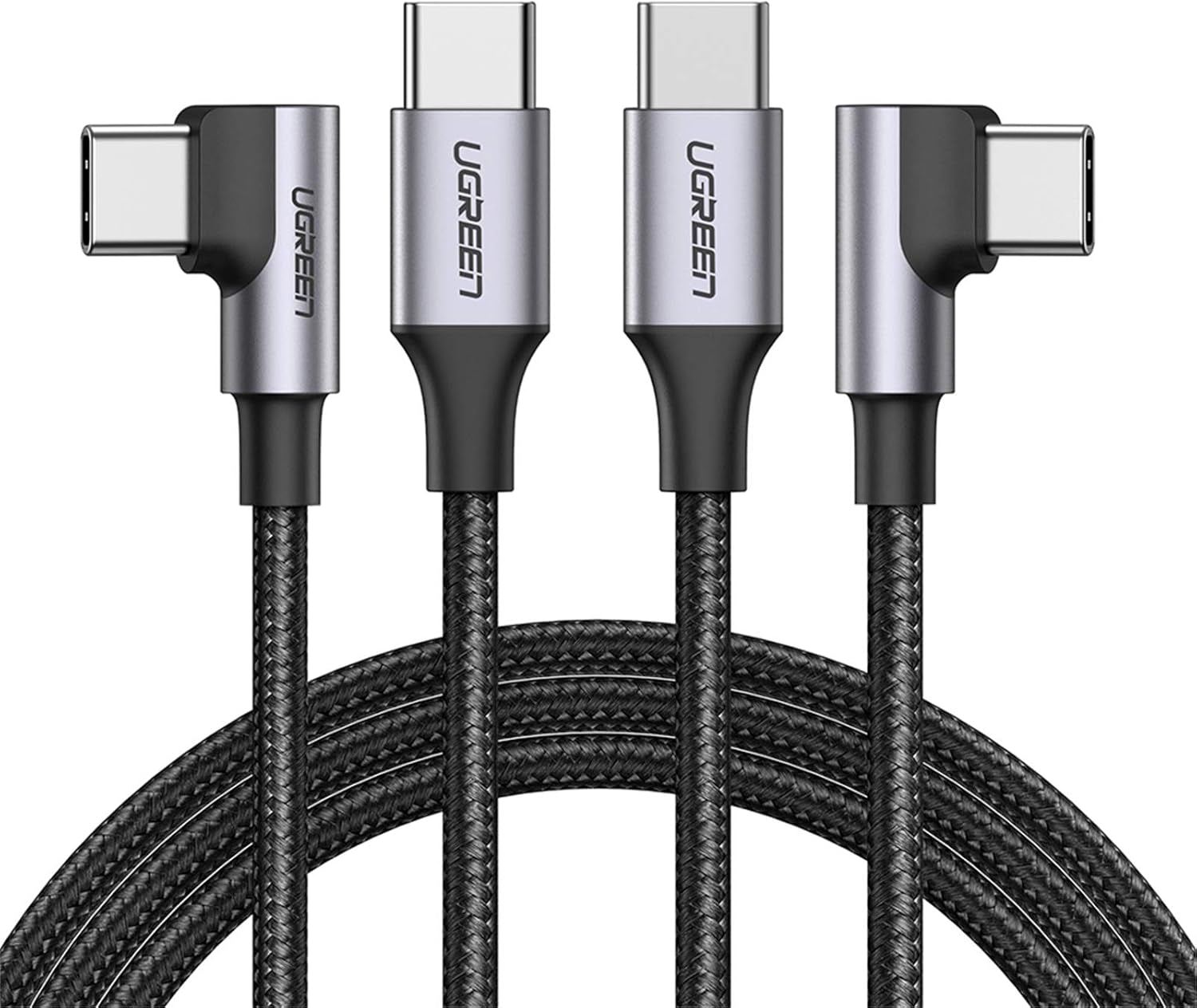 60W USB C to USB C Cable 2Pack Right Angle USB C Fast Charging Cable Compatible with Iphone 15/15 Plus/15 Pro/15 Pro Max/Macbook Pro/Ipad Pro/Samsung Galaxy S23/S22/Z Fold/Z Flip Etc. 6.6FT