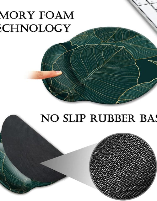 Load image into Gallery viewer, Ergonomic Mouse Pad with Wrist Support Gel Mouse Pad with Wrist Rest, Comfortable Computer Mouse Pad for Laptop, Pain Relief Mousepad with Non-Slip Rubber Base,Green Leaves
