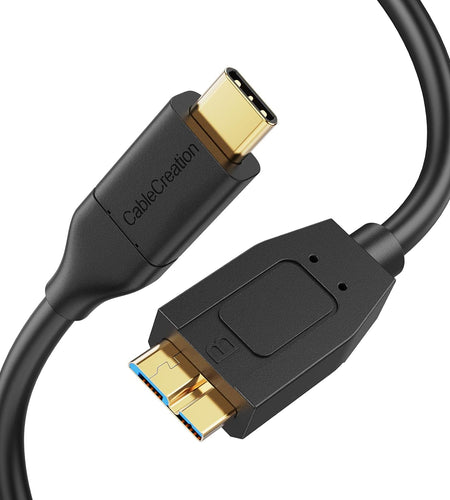 USB C Hard Drive Cable 4FT, USB 3.1 C to Micro B Cable 10Gbps, USB Micro B to USB C to Hard Drive Cable Compatible with Macbook Pro Air Galaxy S5 My Passport Elements Etc, 1.2M Black
