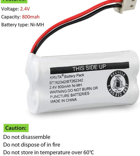BT162342 BT262342 Cordless Phone Batteries Compatible with BT183342 BT283342 BT166342 BT266342 Vtech CS6114 CS6419 CS6719 At&T EL52300 CL80111 Handset Telephone (Pack of 2)
