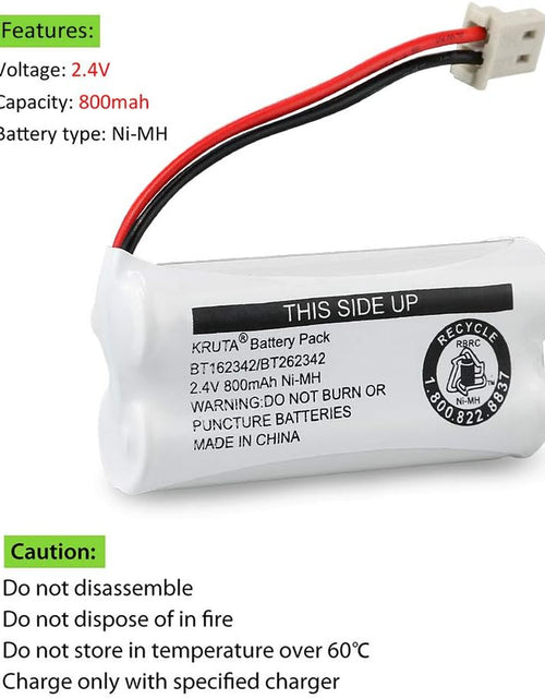 Load image into Gallery viewer, BT162342 BT262342 Cordless Phone Batteries Compatible with BT183342 BT283342 BT166342 BT266342 Vtech CS6114 CS6419 CS6719 At&amp;T EL52300 CL80111 Handset Telephone (Pack of 2)
