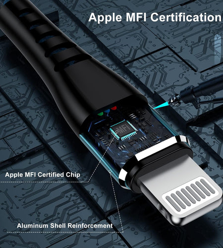 Apple MFI Certified 3 Pack Iphone Charger 3Ft,  Long Lightning Cable Strong Nylon Braided Charging Cable 3 Foot, Fast Iphone USB Cord for Apple Iphone11/ X/Xs/Xr/8/7/6/5S/Se/Ipad Mini Air（Blue）