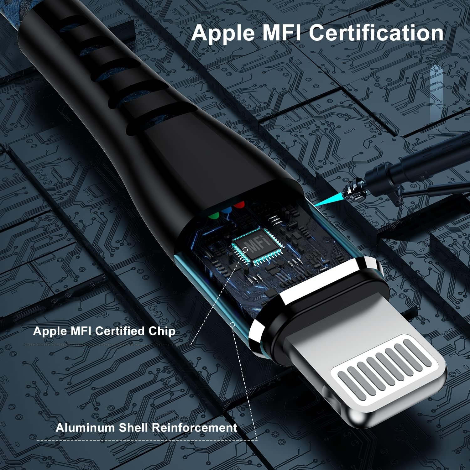 Apple MFI Certified 3 Pack Iphone Charger 3Ft,  Long Lightning Cable Strong Nylon Braided Charging Cable 3 Foot, Fast Iphone USB Cord for Apple Iphone11/ X/Xs/Xr/8/7/6/5S/Se/Ipad Mini Air（Blue）