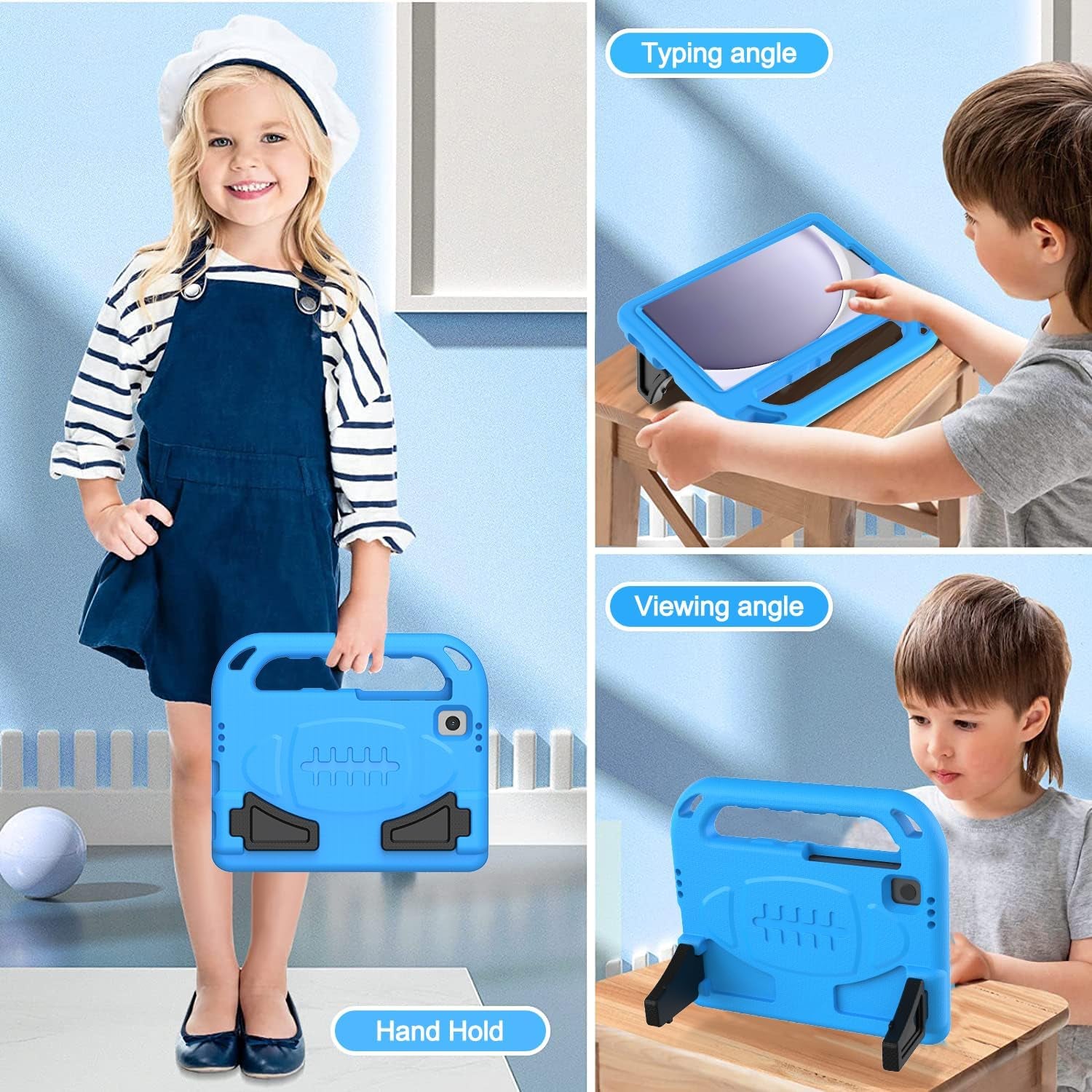 Kids Case for Samsung Galaxy Tab A7 Lite 8.7 Inch 2021(Sm-T220/T225),Tab A7 Lite Case with Built-In Screen Protector, Shockproof Handle Stand Kids Case for Samsung Galaxy Tab A7 Lite 2021 - Blue