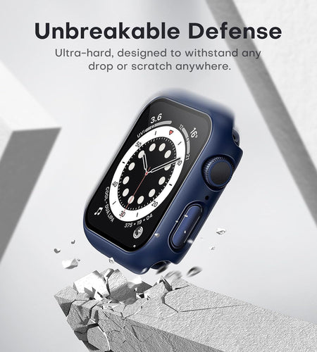 2 Pack Hard Case Compatible for Apple Watch SE Series 6 5 4 40Mm Built in 9H Tempered Glass Screen Protector Slim Bumper Touch Sensitive Full Protective Cover Compatible for Iwatch 40Mm - Blue