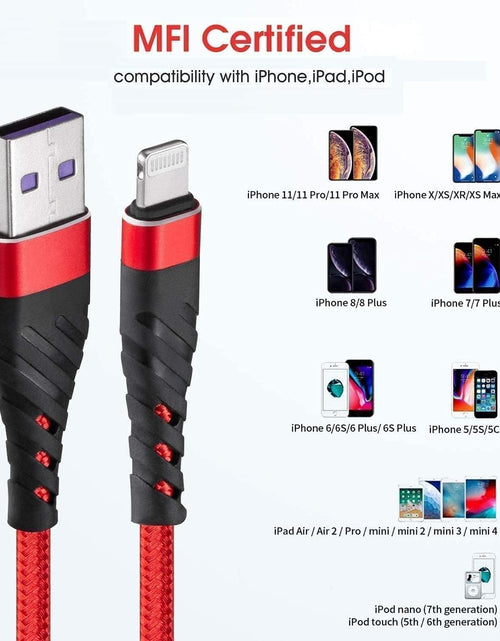 Load image into Gallery viewer, (2 Pack) Long Iphone Charger 10Ft for [Mfi Certified], 10 Foot Lightning Cable Fast Charging Cord 10 Feet for Iphone 13/12/12 Pro/11/11 Pro/11 Pro Max/Xs/Xs Max/Xr/X/8/8 Plus/7/7 Plus/6 Plus
