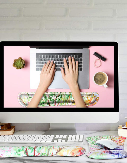 Load image into Gallery viewer, Ergonomic Mouse Pad with Wrist Rest Support and Keyboard Wrist Rest Pad,  Cute Wrist Pad with Non-Slip Rubber Base and Raised Memory Foam, Easy Typing &amp; Pain Relief, Four Seasons Tree
