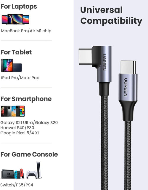 Load image into Gallery viewer, 60W USB C to USB C Cable 2Pack Right Angle USB C Fast Charging Cable Compatible with Iphone 15/15 Plus/15 Pro/15 Pro Max/Macbook Pro/Ipad Pro/Samsung Galaxy S23/S22/Z Fold/Z Flip Etc. 6.6FT
