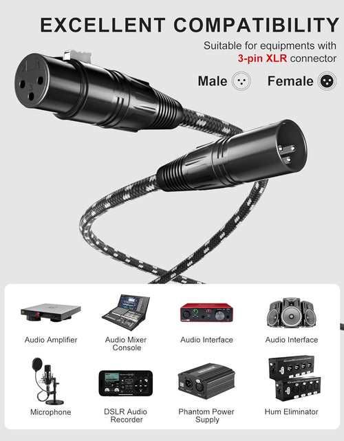 Load image into Gallery viewer, XLR Cable,  3Ft 2 Pack Microphone Cable, XLR Male to Female Balanced Microphone Cord 3 Pin, 3 Foot Short Mic Cord
