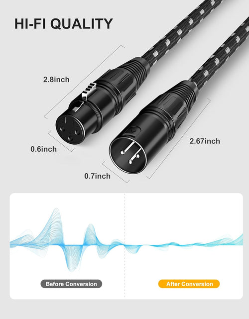 Load image into Gallery viewer, XLR Cable,  3Ft 2 Pack Microphone Cable, XLR Male to Female Balanced Microphone Cord 3 Pin, 3 Foot Short Mic Cord
