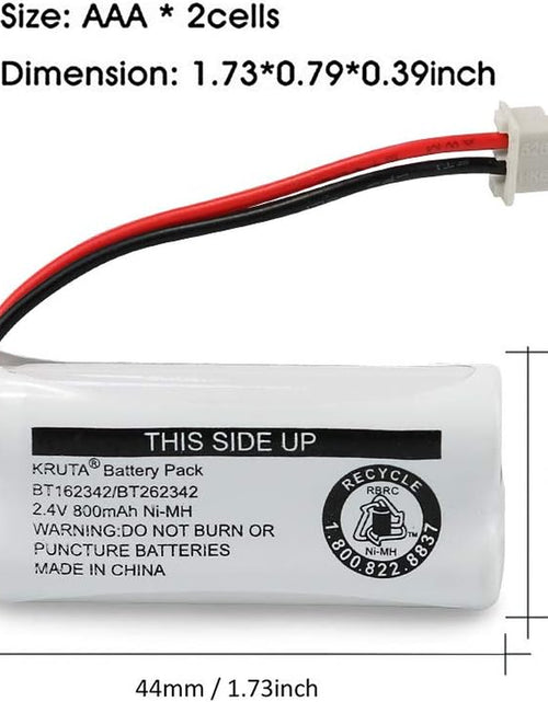 Load image into Gallery viewer, BT162342 BT262342 Cordless Phone Batteries Compatible with BT183342 BT283342 BT166342 BT266342 Vtech CS6114 CS6419 CS6719 At&amp;T EL52300 CL80111 Handset Telephone (Pack of 2)

