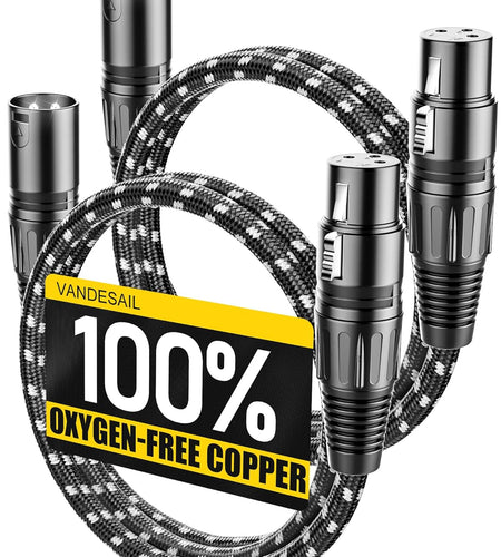 XLR Cable,  3Ft 2 Pack Microphone Cable, XLR Male to Female Balanced Microphone Cord 3 Pin, 3 Foot Short Mic Cord