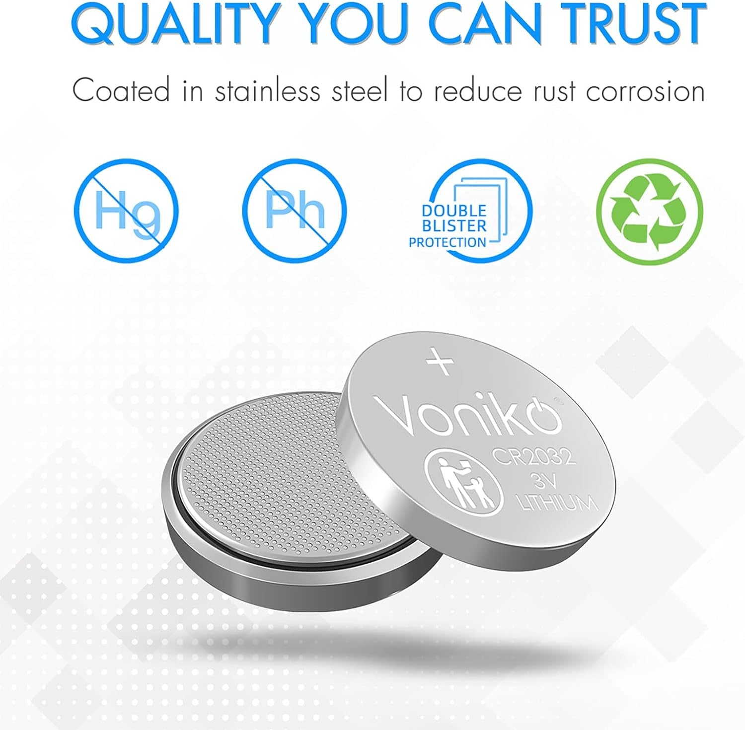 3 Volt CR2032 Battery 6 Pack – Lithium Batteries – 2032 Button Battery Flat – 7 Years Shelf Life