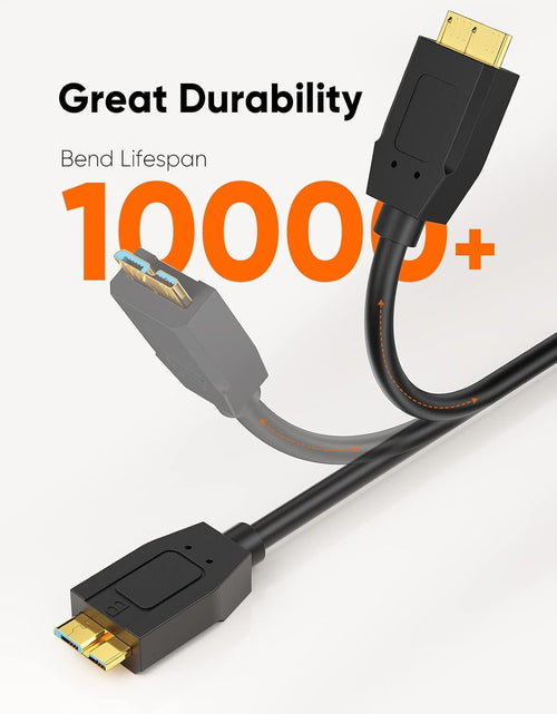 Load image into Gallery viewer, USB C Hard Drive Cable 4FT, USB 3.1 C to Micro B Cable 10Gbps, USB Micro B to USB C to Hard Drive Cable Compatible with Macbook Pro Air Galaxy S5 My Passport Elements Etc, 1.2M Black
