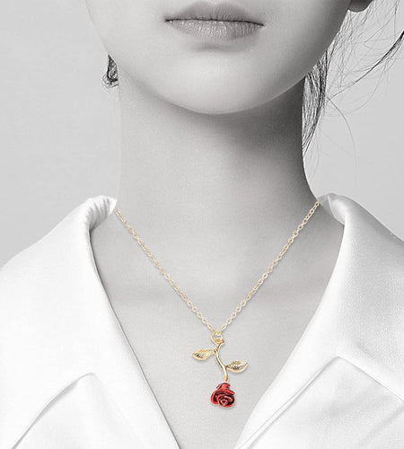 Necklaces for Women, Gold Necklace for Women Rose Necklace with Pendant, Aesthetic Necklace, Preppy Jewelry, Trendy Jewelry, Cute Necklaces for Teen Girls and All Women Necklace