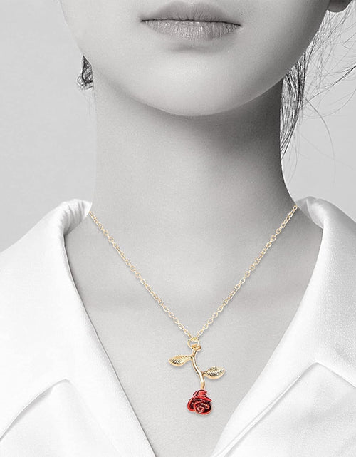 Load image into Gallery viewer, Necklaces for Women, Gold Necklace for Women Rose Necklace with Pendant, Aesthetic Necklace, Preppy Jewelry, Trendy Jewelry, Cute Necklaces for Teen Girls and All Women Necklace
