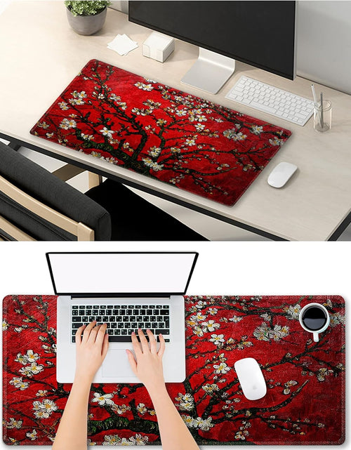 Load image into Gallery viewer, Extended Gaming Mouse Pad XXL  Large Keyboard Mat Long Mousepad Desk Decor Writing Pad Non Slip Rubber Base Stitched Edges for Work, Game, Office, Home, 35.1" X 15.7", Red Van Gogh Painting
