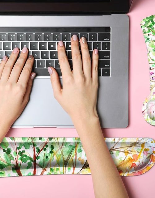 Load image into Gallery viewer, Ergonomic Mouse Pad with Wrist Rest Support and Keyboard Wrist Rest Pad,  Cute Wrist Pad with Non-Slip Rubber Base and Raised Memory Foam, Easy Typing &amp; Pain Relief, Four Seasons Tree
