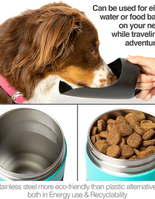 Load image into Gallery viewer, Portable Dog Water Bottle &amp; Dog Water Bottle Dispenser (New - Large 22Oz Water &amp; Food Dispenser) Insulated 2 Wall Stainless Steel - Optimal Cool Water Temp - Perfect Dog Travel Water Bottle
