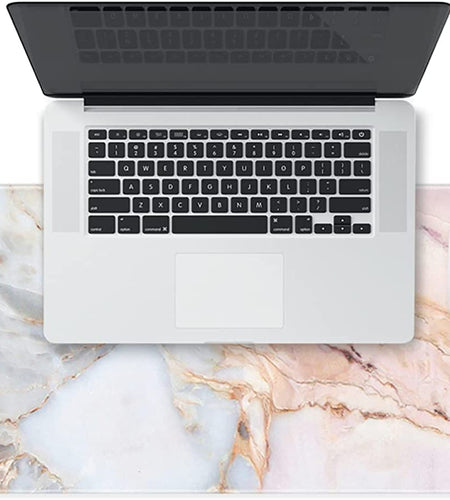 Large Gaming XXL Mouse Pad, Oversized Extended Mouse Mat Pink Marble Desk Pad Keyboard Pad (31.5"X11.8"X0.12") Non-Slip Rubber Stitched Edges(Marble)