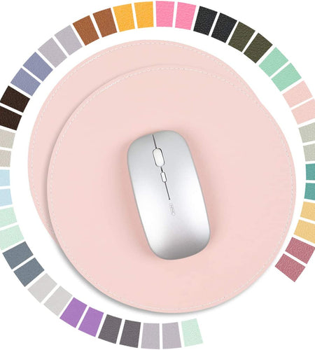 2 Pack Mouse Pads, Ultra Thin Waterproof PU Leather Mouse Pad,Stitched Edges,Works for Computers, Laptop,All Types of Mouse Pad, Office/Home(8.66'', 2 Pack, Pink)