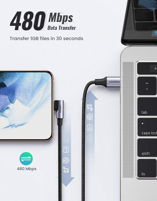 Load image into Gallery viewer, 60W USB C to USB C Cable 2Pack Right Angle USB C Fast Charging Cable Compatible with Iphone 15/15 Plus/15 Pro/15 Pro Max/Macbook Pro/Ipad Pro/Samsung Galaxy S23/S22/Z Fold/Z Flip Etc. 6.6FT
