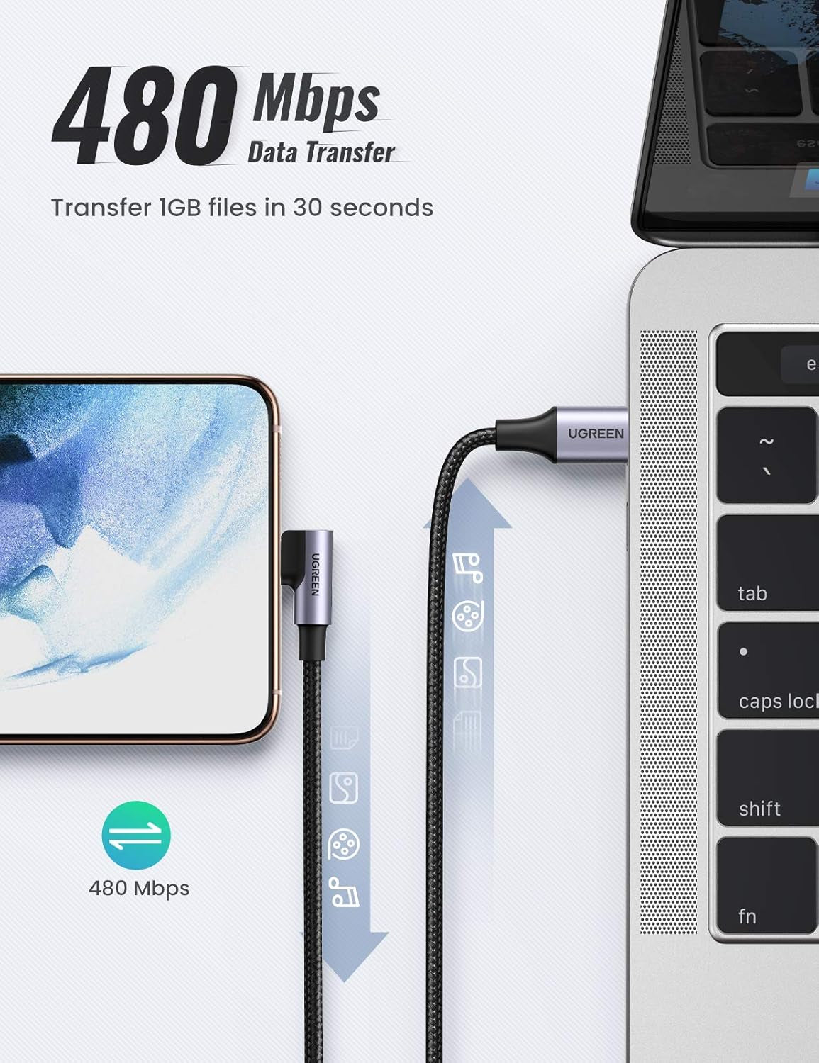 60W USB C to USB C Cable 2Pack Right Angle USB C Fast Charging Cable Compatible with Iphone 15/15 Plus/15 Pro/15 Pro Max/Macbook Pro/Ipad Pro/Samsung Galaxy S23/S22/Z Fold/Z Flip Etc. 6.6FT