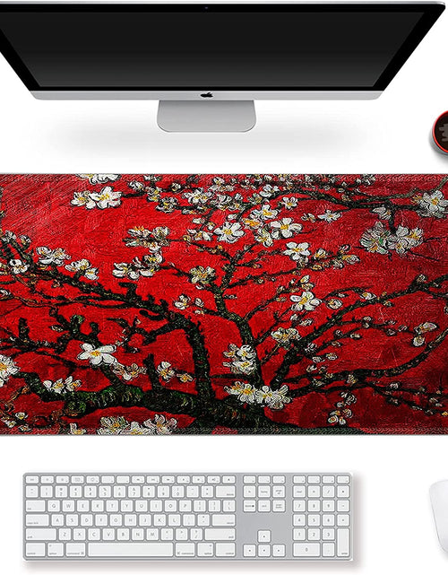 Load image into Gallery viewer, Extended Gaming Mouse Pad XXL  Large Keyboard Mat Long Mousepad Desk Decor Writing Pad Non Slip Rubber Base Stitched Edges for Work, Game, Office, Home, 35.1" X 15.7", Red Van Gogh Painting
