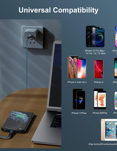 Load image into Gallery viewer, Apple MFI Certified 3 Pack Iphone Charger 3Ft,  Long Lightning Cable Strong Nylon Braided Charging Cable 3 Foot, Fast Iphone USB Cord for Apple Iphone11/ X/Xs/Xr/8/7/6/5S/Se/Ipad Mini Air（Blue）
