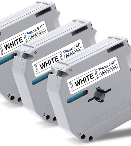 Compatible Label Tape Replacement for Brother P Touch M Tape M231 MK231 MK-231 12Mm 0.47 Inch to Use with Brother P Touch PT-M95, PT-90, PT-70, PT-65, PT-85, Black on White, 26.2 Feet, 3-Pack