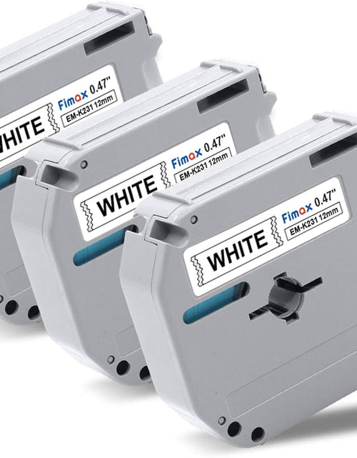 Load image into Gallery viewer, Compatible Label Tape Replacement for Brother P Touch M Tape M231 MK231 MK-231 12Mm 0.47 Inch to Use with Brother P Touch PT-M95, PT-90, PT-70, PT-65, PT-85, Black on White, 26.2 Feet, 3-Pack
