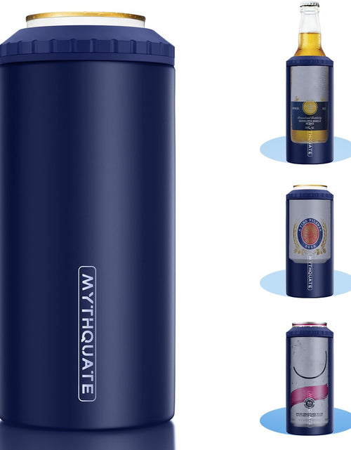 Load image into Gallery viewer, 3 in 1 Slim Can Cooler for 12 OZ Skinny Can, Regular Can &amp; Beer Bottle - Keep Cold for 6 Hours - Double Walled Insulated Stainless Steel Vacuum Beverage Can Insulator (Navy Blue)
