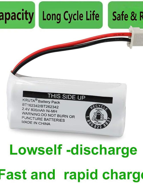 Load image into Gallery viewer, BT162342 BT262342 Cordless Phone Batteries Compatible with BT183342 BT283342 BT166342 BT266342 Vtech CS6114 CS6419 CS6719 At&amp;T EL52300 CL80111 Handset Telephone (Pack of 2)
