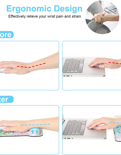 Load image into Gallery viewer, Ergonomic Mouse Pad with Wrist Rest Support and Keyboard Wrist Rest Pad,  Cute Wrist Pad with Non-Slip Rubber Base and Raised Memory Foam, Easy Typing &amp; Pain Relief, Four Seasons Tree
