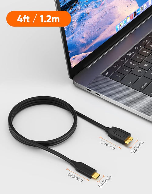 Load image into Gallery viewer, USB C Hard Drive Cable 4FT, USB 3.1 C to Micro B Cable 10Gbps, USB Micro B to USB C to Hard Drive Cable Compatible with Macbook Pro Air Galaxy S5 My Passport Elements Etc, 1.2M Black
