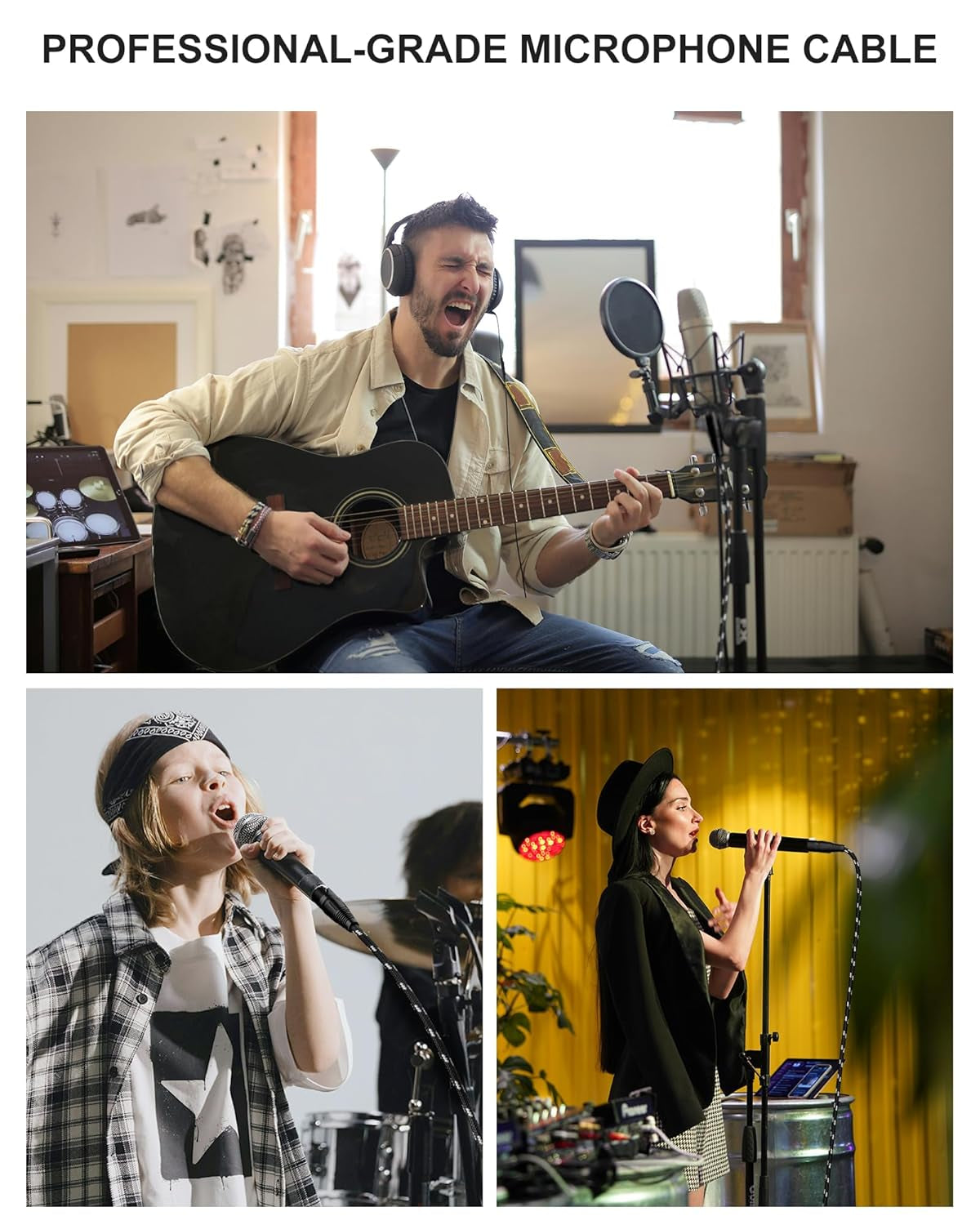 XLR Cable,  3Ft 2 Pack Microphone Cable, XLR Male to Female Balanced Microphone Cord 3 Pin, 3 Foot Short Mic Cord