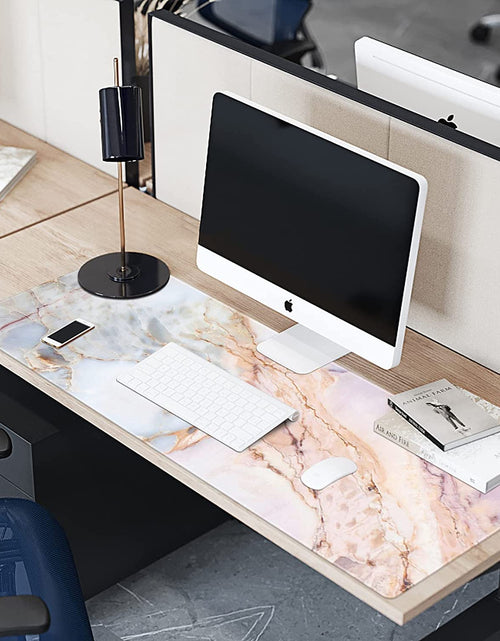 Load image into Gallery viewer, Large Gaming XXL Mouse Pad, Oversized Extended Mouse Mat Pink Marble Desk Pad Keyboard Pad (31.5"X11.8"X0.12") Non-Slip Rubber Stitched Edges(Marble)
