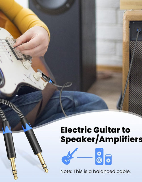 Load image into Gallery viewer, 1/4 Inch TRS Cable, Quarter Inch 1/4 TRS to TRS Balanced Stereo Audio Cable Male to Male Pro Interconnect Cable, Nylon Braid - 3 FT
