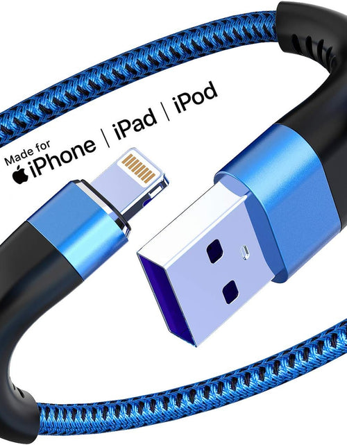 Load image into Gallery viewer, Apple MFI Certified 3 Pack Iphone Charger 3Ft,  Long Lightning Cable Strong Nylon Braided Charging Cable 3 Foot, Fast Iphone USB Cord for Apple Iphone11/ X/Xs/Xr/8/7/6/5S/Se/Ipad Mini Air（Blue）
