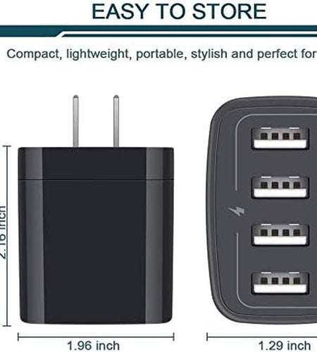 Wall Charger, USB Charger Adapter,  4.8A 4Multi Port Fast Charging Station Power Base Block Plug Cube Brick for Iphone 15 14 SE 13 12 11Pro Max/Xr/Xs/8Plus, Samsung A14/A13/S23/S22 Kindle Plug