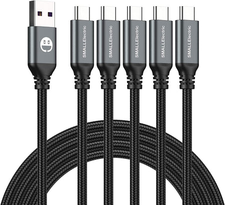 USB Type-C Cable 5Pack 6Ft Fast Charging 3A Quick Charger Cord, Type C to a Cable 6 Foot Compatible Samsung Galaxy S10 S9 S8 Plus, Braided Fast Charging Cable for Note 10 9 8, LG V50 V40 G8 G7(Grey)