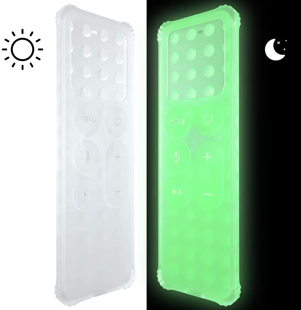 Protective Case Compatible for Apple TV 4K/4Th/Hd Siri Remote (1St Generation) - Lightweight [Anti Slip] Shock Proof Silicone Cover for Apple TV Siri Remote Controller (Green Glow in the Dark)