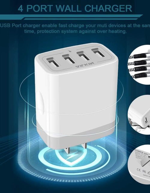 Load image into Gallery viewer, USB Charger Adapter, 2-Pack  4.8A 4-Muti Port Phone Wall Plug Fast Charging Block Box for Iphone 15 14 13 12 Pro Max 11 SE 10 XR XS X 8 7, Samsung Galaxy, Moto, LG, Pixel, Power Cube Base Brick
