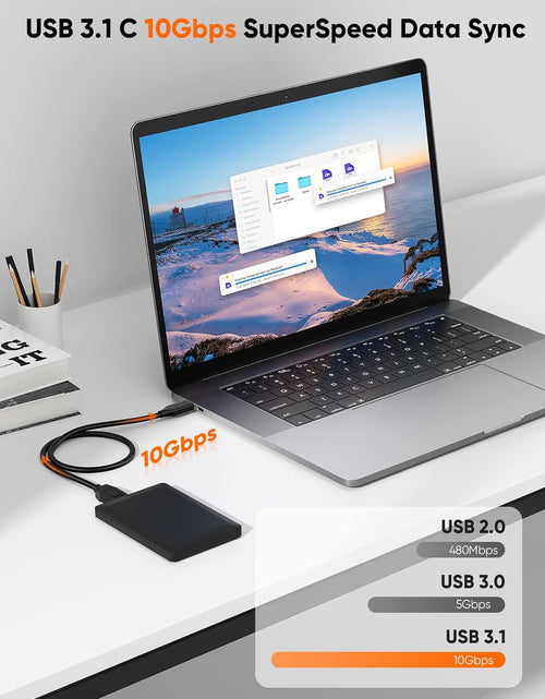 Load image into Gallery viewer, USB C Hard Drive Cable 4FT, USB 3.1 C to Micro B Cable 10Gbps, USB Micro B to USB C to Hard Drive Cable Compatible with Macbook Pro Air Galaxy S5 My Passport Elements Etc, 1.2M Black
