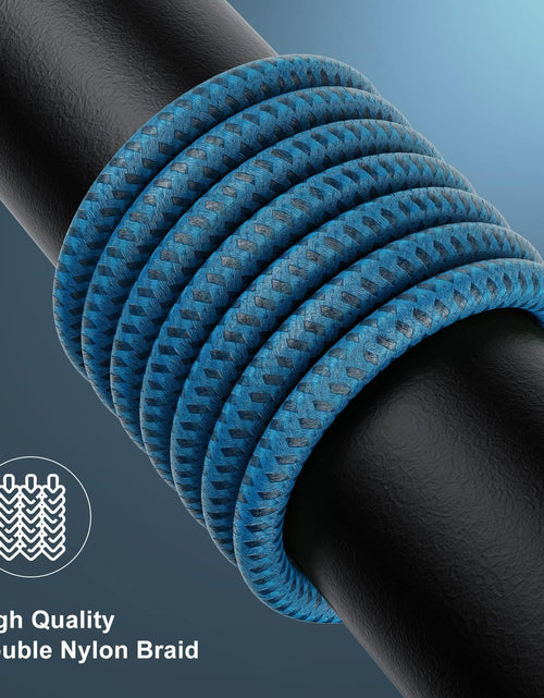 Load image into Gallery viewer, Apple MFI Certified 3 Pack Iphone Charger 3Ft,  Long Lightning Cable Strong Nylon Braided Charging Cable 3 Foot, Fast Iphone USB Cord for Apple Iphone11/ X/Xs/Xr/8/7/6/5S/Se/Ipad Mini Air（Blue）
