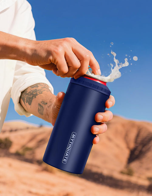 Load image into Gallery viewer, 3 in 1 Slim Can Cooler for 12 OZ Skinny Can, Regular Can &amp; Beer Bottle - Keep Cold for 6 Hours - Double Walled Insulated Stainless Steel Vacuum Beverage Can Insulator (Navy Blue)
