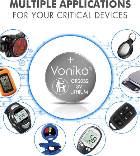 3 Volt CR2032 Battery 6 Pack – Lithium Batteries – 2032 Button Battery Flat – 7 Years Shelf Life